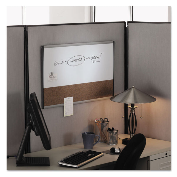 ARC Frame Cubicle Dry Erase/Cork Board, 30 x 18, Tan/White Surface, Silver Aluminum Frame
