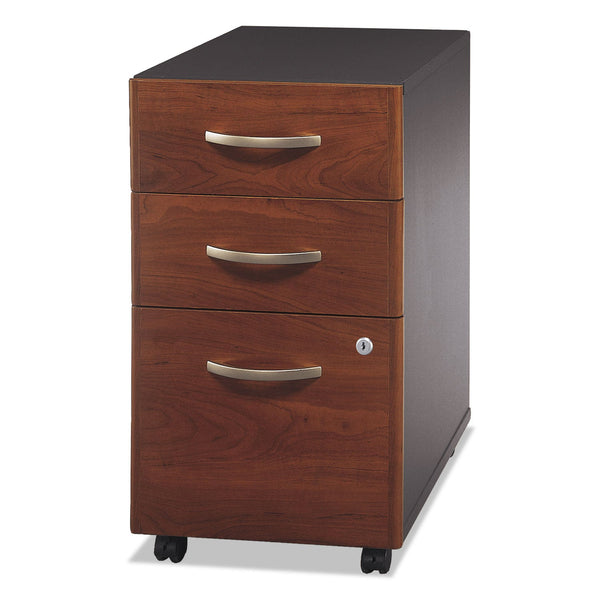 BUSH INDUSTRIES Series C Mobile Pedestal File, Left/Right, 3-Drawers: Box/Box/File, Legal/Letter/A4/A5, Cherry/Gray, 15.75" x 20.25" x 27.88"