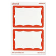 UNIVERSAL OFFICE PRODUCTS Border-Style Self-Adhesive Name Badges, 3 1/2 x 2 1/4, White/Red, 100/Pack