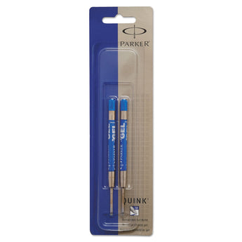 Parker® Refill for Parker Retractable Gel Ink Roller Ball Pens, Medium Conical Tip, Blue Ink, 2/Pack