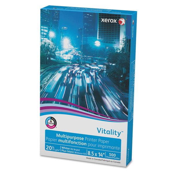 xerox™ Vitality Multipurpose Print Paper, 92 Bright, 20 lb Bond Weight, 8.5 x 14, White, 500/Ream