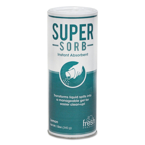 FRESH PRODUCTS Super-Sorb Liquid Spill Absorbent, Lemon Scent, 720 oz, 12 oz Shaker Can