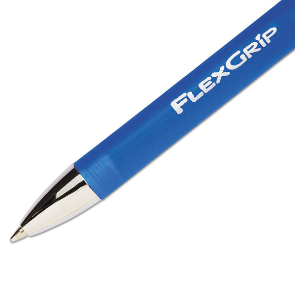 SANFORD FlexGrip Elite Ballpoint Pen, Retractable, Fine 0.8 mm, Blue Ink, Blue Barrel, Dozen