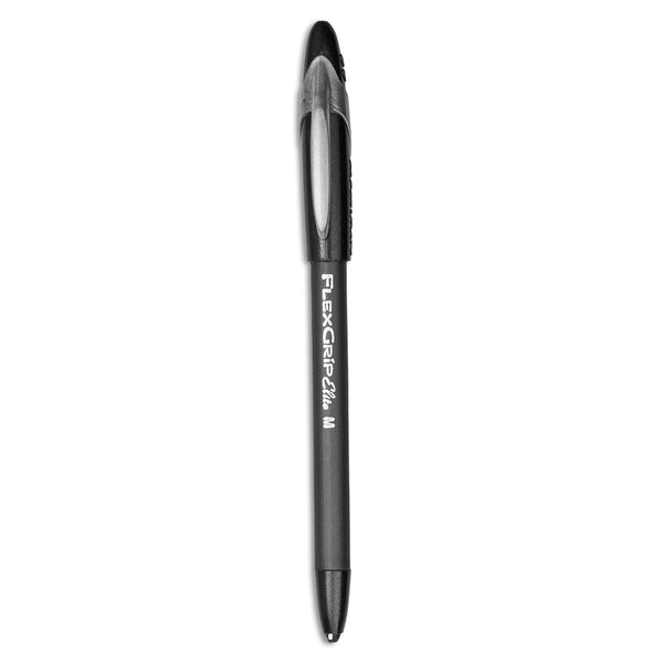 SANFORD FlexGrip Elite Ballpoint Pen, Stick, Medium 1 mm, Black Ink, Black Barrel, Dozen