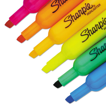 Sharpie® Tank Style Highlighters with Open-Stock Box, Assorted Ink Colors, Chisel Tip, Assorted Barrel Colors, Dozen