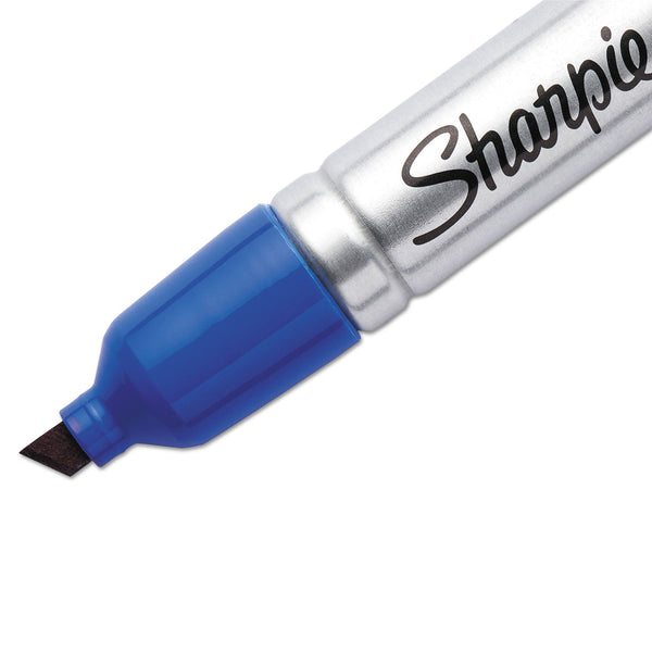 SANFORD King Size Permanent Marker, Broad Chisel Tip, Blue, Dozen
