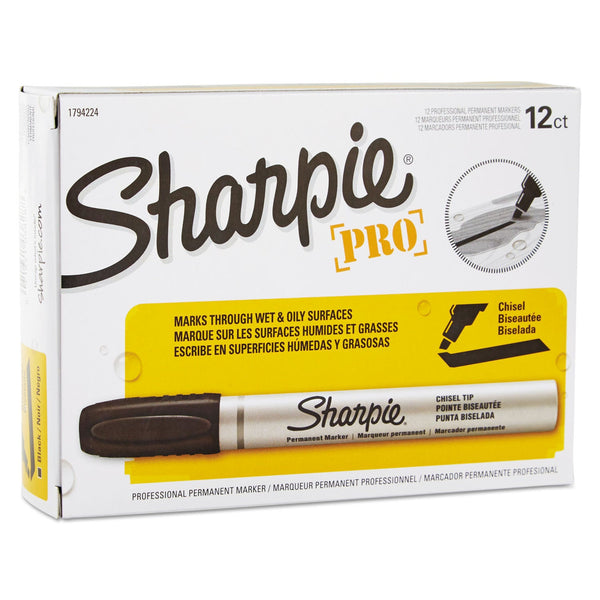 SANFORD Durable Metal Barrel Permanent Marker, Broad Chisel Tip, Black