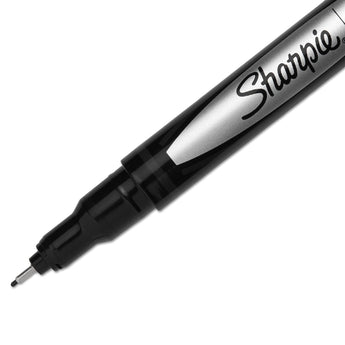 SANFORD Water-Resistant Ink Porous Point Pen, Stick, Fine 0.4 mm, Black Ink, Black Barrel, Dozen