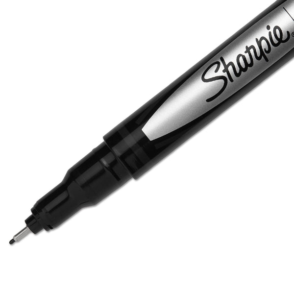 SANFORD Water-Resistant Ink Porous Point Pen, Stick, Fine 0.4 mm, Black Ink, Black Barrel, Dozen