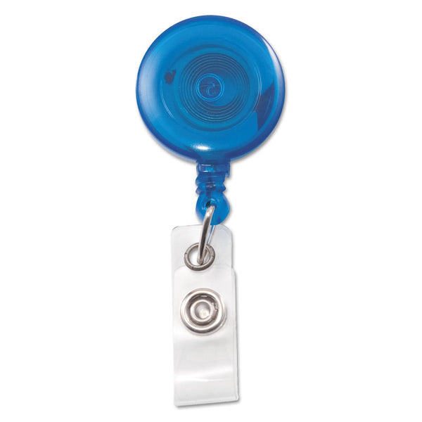 ADVANTUS CORPORATION Translucent Retractable ID Card Reel, 30" Extension, Blue, 12/Pack