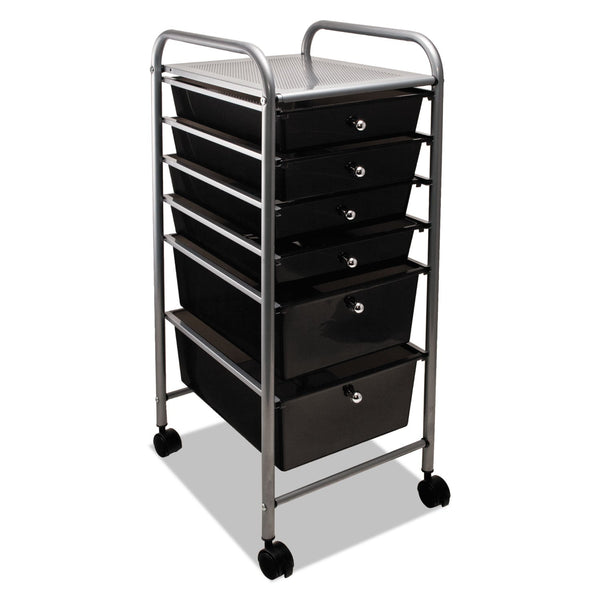 ADVANTUS CORPORATION Portable Drawer Organizer, Metal, 1 Shelf, 6 Drawers, 13" x 15.38" x 32.13", Matte Gray/Smoke