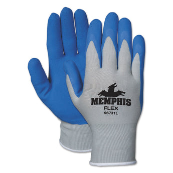 MCR SAFETY Memphis Flex Seamless Nylon Knit Gloves, Large, Blue/Gray, Dozen