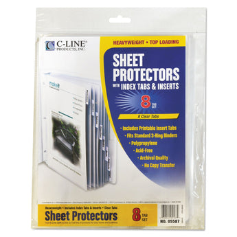 C-Line® Sheet Protectors with Index Tabs, Clear Tabs, 2