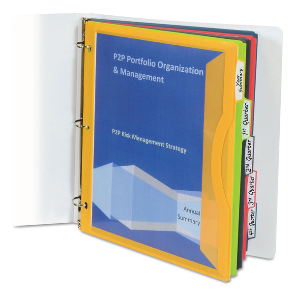 C-Line® Binder Pocket With Write-On Index Tabs, 9.88 x 11.38, Assorted, 5/Set