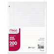 MEAD PRODUCTS Filler Paper, 3-Hole, 8 x 10.5, Wide/Legal Rule, 200/Pack