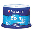 VERBATIM CORPORATION CD-R Recordable Disc, 700 MB/80min, 52x, Spindle, Silver, 50/Pack