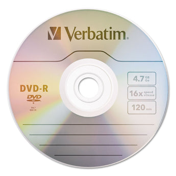 VERBATIM CORPORATION DVD-R Recordable Disc, 4.7 GB, 16x, Spindle, Silver, 100/Pack