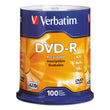 VERBATIM CORPORATION DVD-R Recordable Disc, 4.7 GB, 16x, Spindle, Silver, 100/Pack