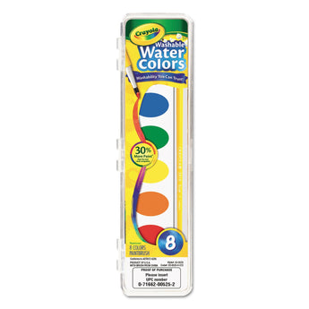 BINNEY & SMITH / CRAYOLA Washable Watercolor Paint, 8 Assorted Colors, Palette Tray