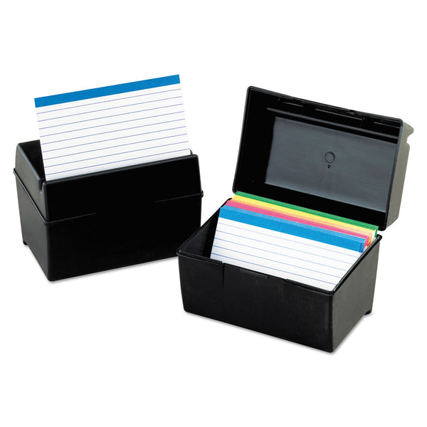 TOPS BUSINESS FORMS Plastic Index Card File, Holds 300 3 x 5 Cards, 5.63 x 3.63 x 3.63, Black