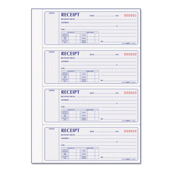 REDIFORM OFFICE PRODUCTS Receipt Book, Two-Part Carbonless, 7 x 2.75, 4 Forms/Sheet, 400 Forms Total