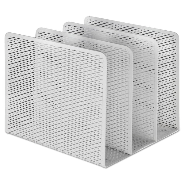 ARTISTIC LLC Urban Collection Punched Metal File Sorter, 3 Sections, Letter Size Files, 8" x 8" x 7.25", White
