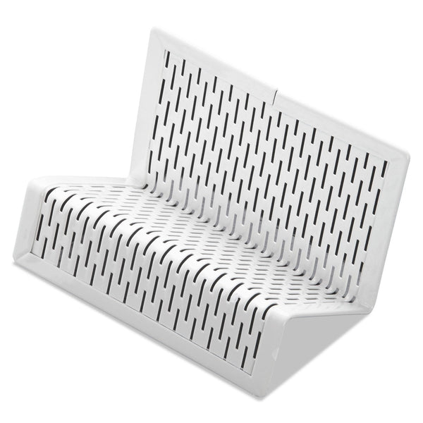 ARTISTIC LLC Urban Collection Punched Metal Business Card Holder, Holds 50 2 x 3.5 Cards, Perforated Steel, White