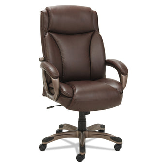 ALERA Alera Veon Series Executive High-Back Bonded Leather Chair, Supports Up to 275 lb, Brown Seat/Back, Bronze Base