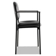 HON COMPANY VL616 Stacking Guest Chair with Arms, Bonded Leather Upholstery, 23.25" x 21" x 32.75", Black Seat, Black Back, Black Base