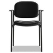 HON COMPANY VL616 Stacking Guest Chair with Arms, Bonded Leather Upholstery, 23.25" x 21" x 32.75", Black Seat, Black Back, Black Base