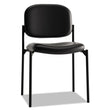 HON COMPANY VL606 Stacking Guest Chair without Arms, Bonded Leather Upholstery, 21.25" x 21" x 32.75", Black Seat, Black Back, Black Base