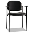 HON COMPANY VL616 Stacking Guest Chair with Arms, Bonded Leather Upholstery, 23.25" x 21" x 32.75", Black Seat, Black Back, Black Base