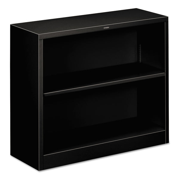 HON COMPANY Metal Bookcase, Two-Shelf, 34.5w x 12.63d x 29h, Black