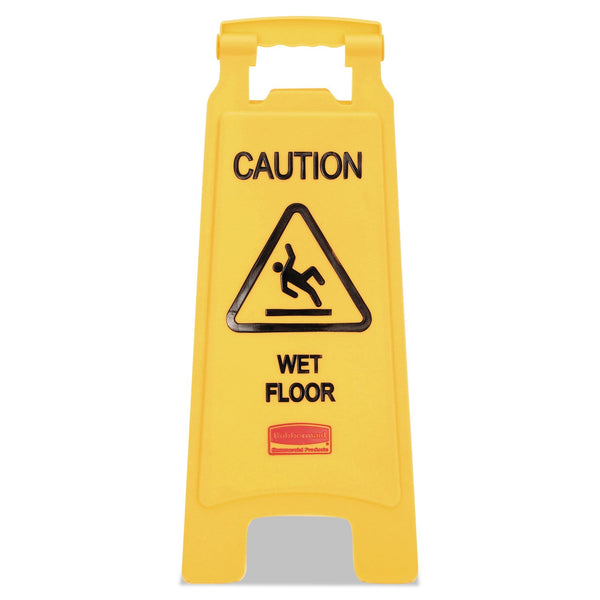 RUBBERMAID COMMERCIAL PROD. Caution Wet Floor Sign, 11 x 12 x 25, Bright Yellow
