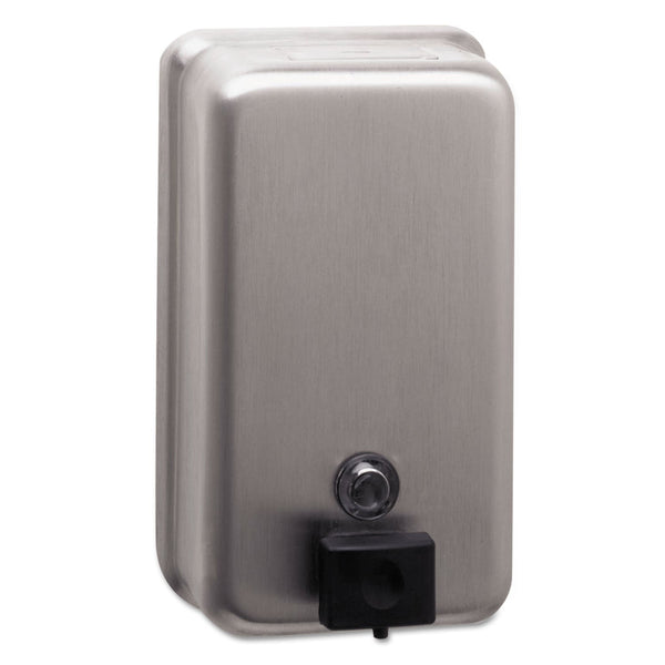 BOBRICK WASHROOM ClassicSeries Surface-Mounted Soap Dispenser, 40 oz, 4.75 x 3.5 x 8.13, Stainless Steel