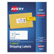 AVERY PRODUCTS CORPORATION Shipping Labels w/ TrueBlock Technology, Inkjet Printers, 2 x 4, White, 10/Sheet, 50 Sheets/Box