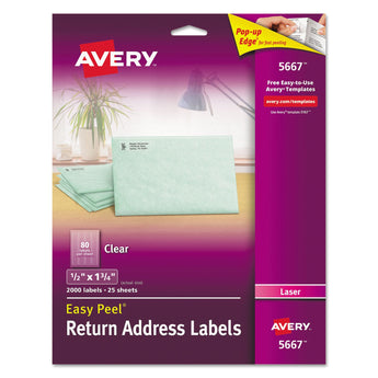 Matte Clear Easy Peel Mailing Labels w/ Sure Feed Technology, Laser Printers, 0.5 x 1.75, Clear, 80/Sheet, 25 Sheets/Box Flipcost Flipcost