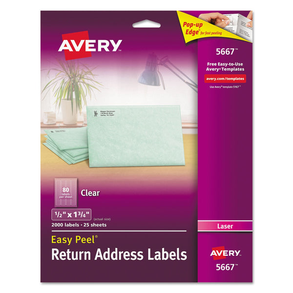 Matte Clear Easy Peel Mailing Labels w/ Sure Feed Technology, Laser Printers, 0.5 x 1.75, Clear, 80/Sheet, 25 Sheets/Box Flipcost Flipcost