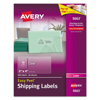 Matte Clear Easy Peel Mailing Labels w/ Sure Feed Technology, Laser Printers, 2 x 4, Clear, 10/Sheet, 50 Sheets/Box Flipcost Flipcost