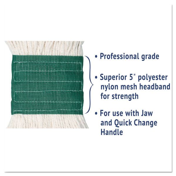 BOARDWALK Super Loop Wet Mop Head, Cotton/Synthetic Fiber, 5" Headband, Medium Size, White