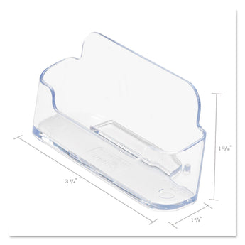 DEFLECTO CORPORATION Horizontal Business Card Holder, Holds 50 Cards, 3.88 x 1.38 x 1.81, Plastic, Clear