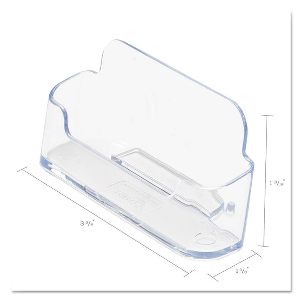 DEFLECTO CORPORATION Horizontal Business Card Holder, Holds 50 Cards, 3.88 x 1.38 x 1.81, Plastic, Clear