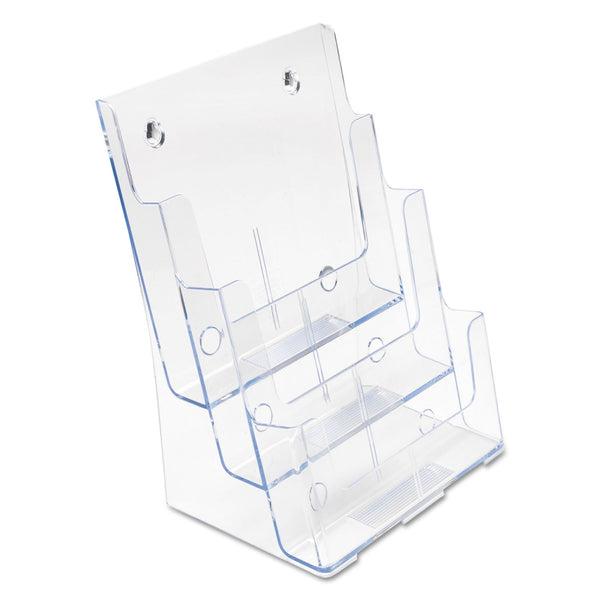DEFLECTO CORPORATION 3-Compartment DocuHolder, Magazine Size, 9.5w x 6.25d x 12.63, Clear