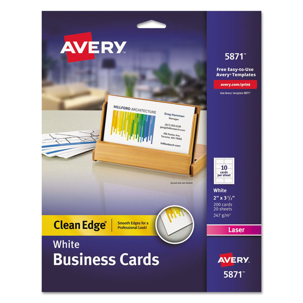 Clean Edge Business Cards, Laser, 2 x 3.5, White, 200 Cards, 10 Cards/Sheet, 20 Sheets/Pack Flipcost Flipcost