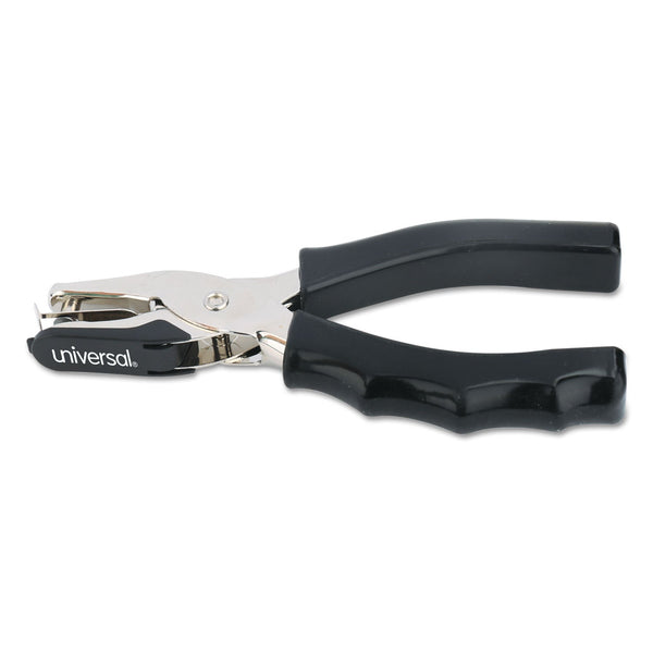 UNIVERSAL OFFICE PRODUCTS Eight-Sheet Handheld One-Hole Punch, 1/4" Holes, Metal with Rubber Grip, Black