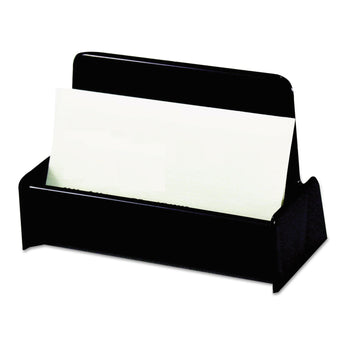 UNIVERSAL OFFICE PRODUCTS Business Card Holder, Holds 50 2 x 3.5 Cards, 3.75 x 1.81 x 1.38, Plastic, Black