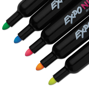 SANFORD Neon Windows Dry Erase Marker, Broad Bullet Tip, Assorted Colors, 5/Pack