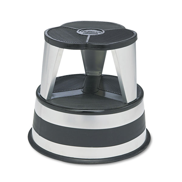 CRAMER Kik-Step Steel Step Stool, 2-Step, 350 lb Capacity, 16" Diameter x 14.25"h, Silvertone