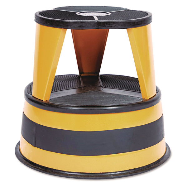 CRAMER Kik-Step Steel Step Stool, 2-Step, 350 lb Capacity, 16" Diameter x 14.25"h, Orange