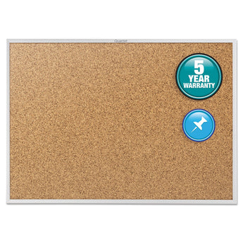 QUARTET MFG. Classic Series Cork Bulletin Board, 96 x 48, Tan Surface, Silver Anodized Aluminum Frame